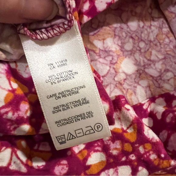 NWT Michael Kors Short Sleeve Pink Orange White Cotton Top - Picture 7 of 7